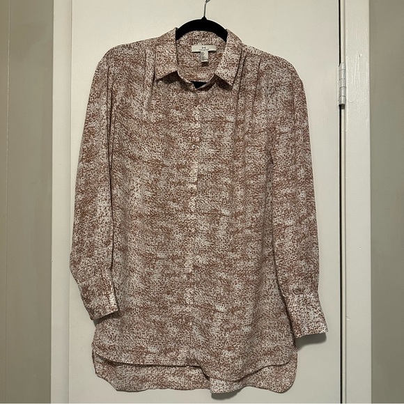 Halston button up long sleeve blouse brown size S - Picture 1 of 5